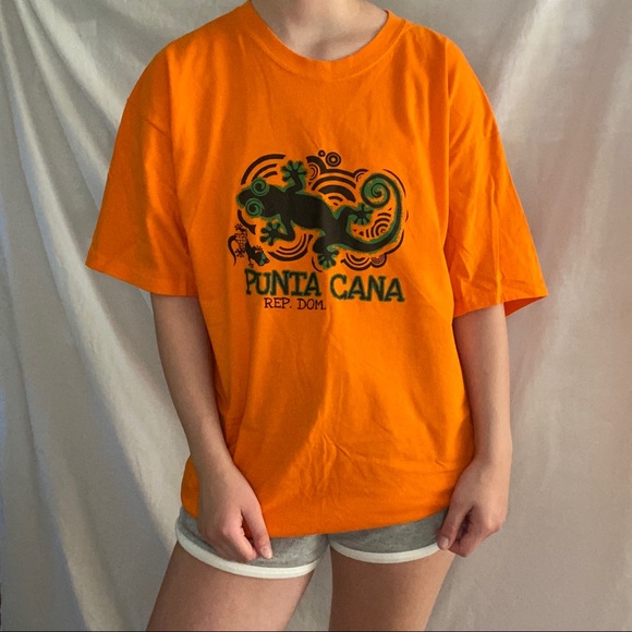 Punts Cana Dominican Republic Lizards Orange Tee - Picture 3 of 6